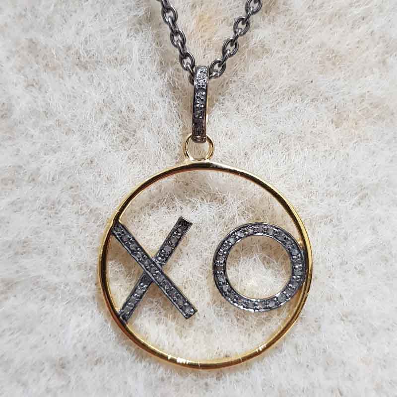 Shiny Handmade XO Designer Pave Diamond Pendent