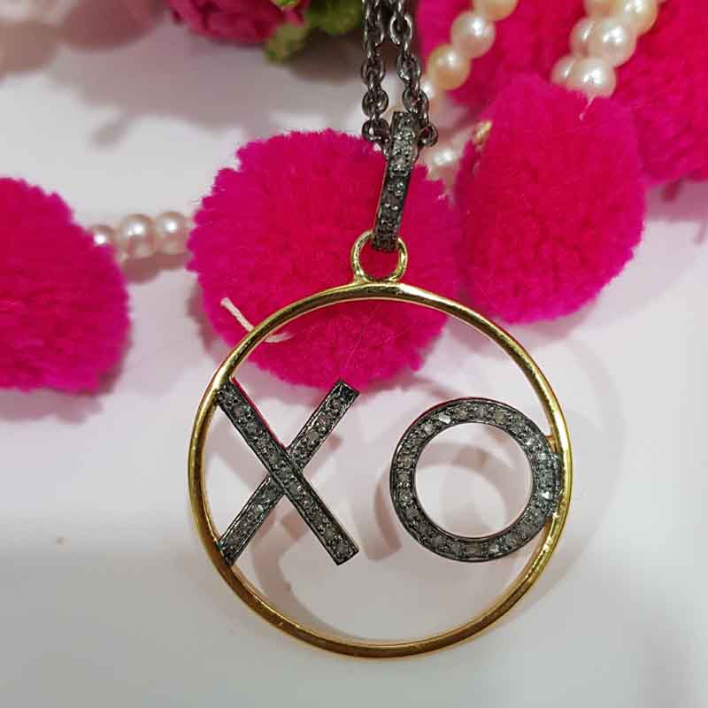 Shiny Handmade XO Designer Pave Diamond Pendent