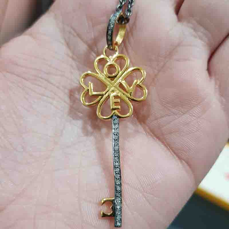 Yellow And Black Love Designed Beautiful Key Pendent