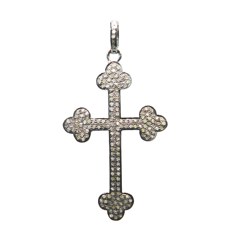 Natural Pave Diamond Cross Pendant