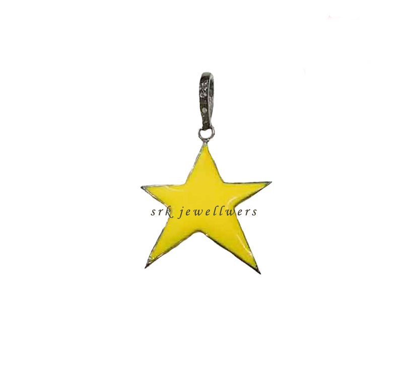 Yellow Enamel Small Star Pendent