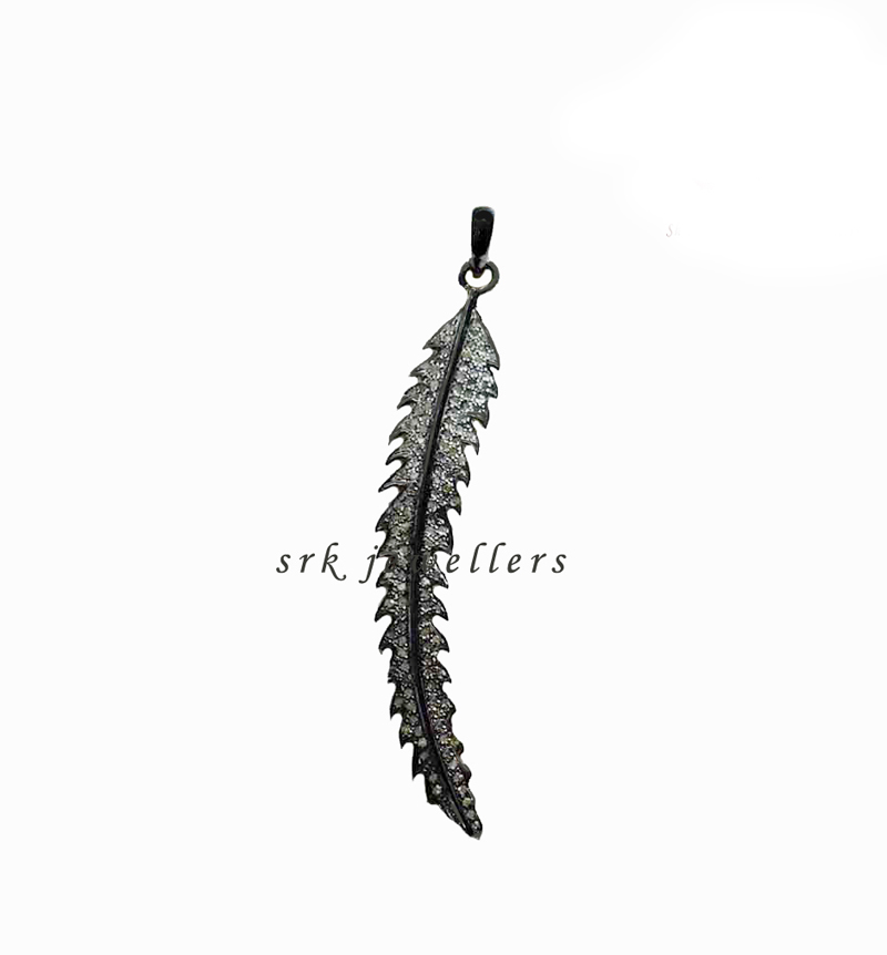 Stylish Pave Diamond Handmade Designer Leaf Pendent