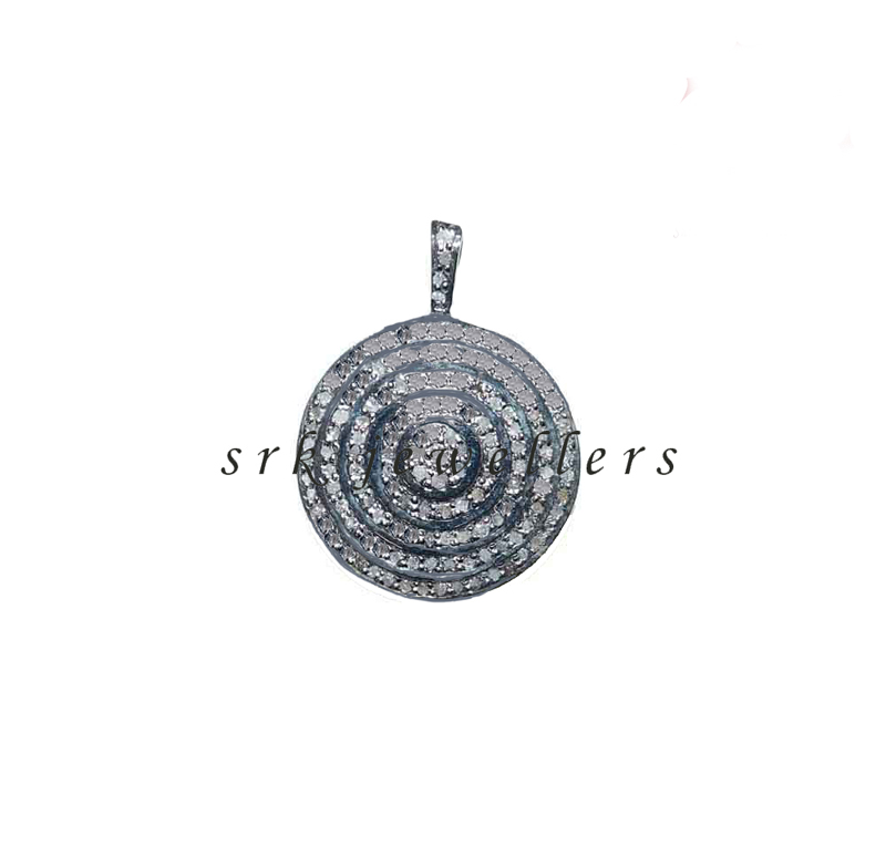 925 Silver Pave Diamond Round pendant