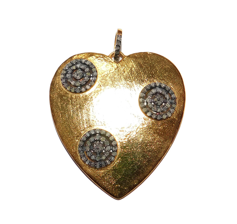 Yellow Stylish Pave Diamond Heart Pendant