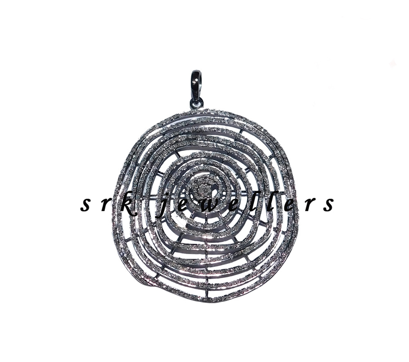 Pave Diamond Handmade Spider Web Pendant