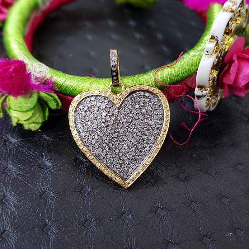 Unique Design Handmade 925 Sterling Silver Beautiful Heart Pendent With Pave Diamond