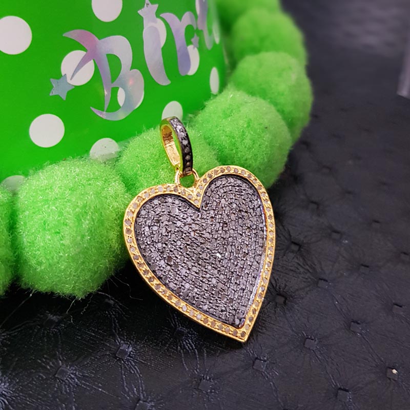 Unique Design Handmade 925 Sterling Silver Beautiful Heart Pendent With Pave Diamond