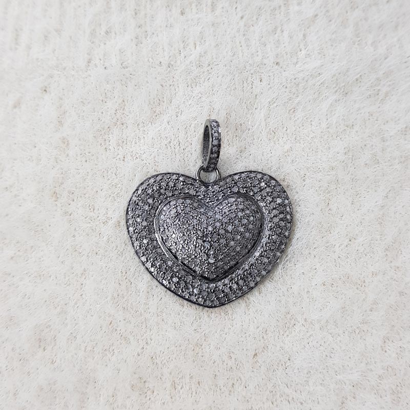 New Handmade Designer 925 Sterling Silver Heart Pendent With Pave Diamond