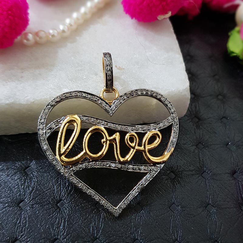 Unique Design Handmade 925 Sterling Silver Beautiful Heart Pendent With Pave Diamond