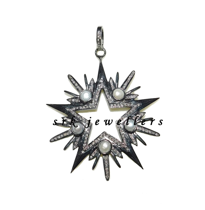 Starburst Handmade Pave Diamond Designer Pendent