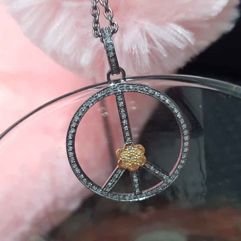 Gorgeous Pave Pendent With Little Flower In Center