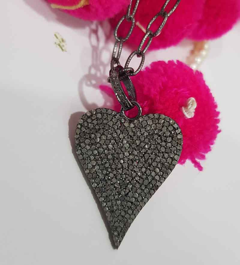 Fully Pave Diamond Setting Yellow Heart Pendent