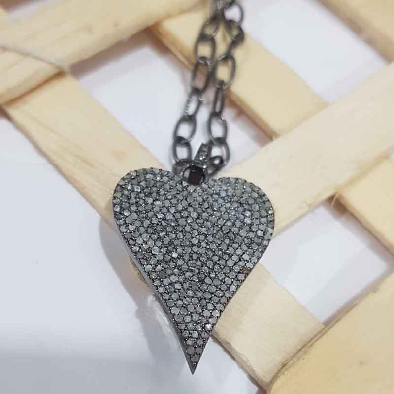 Fully Pave Diamond Setting Yellow Heart Pendent