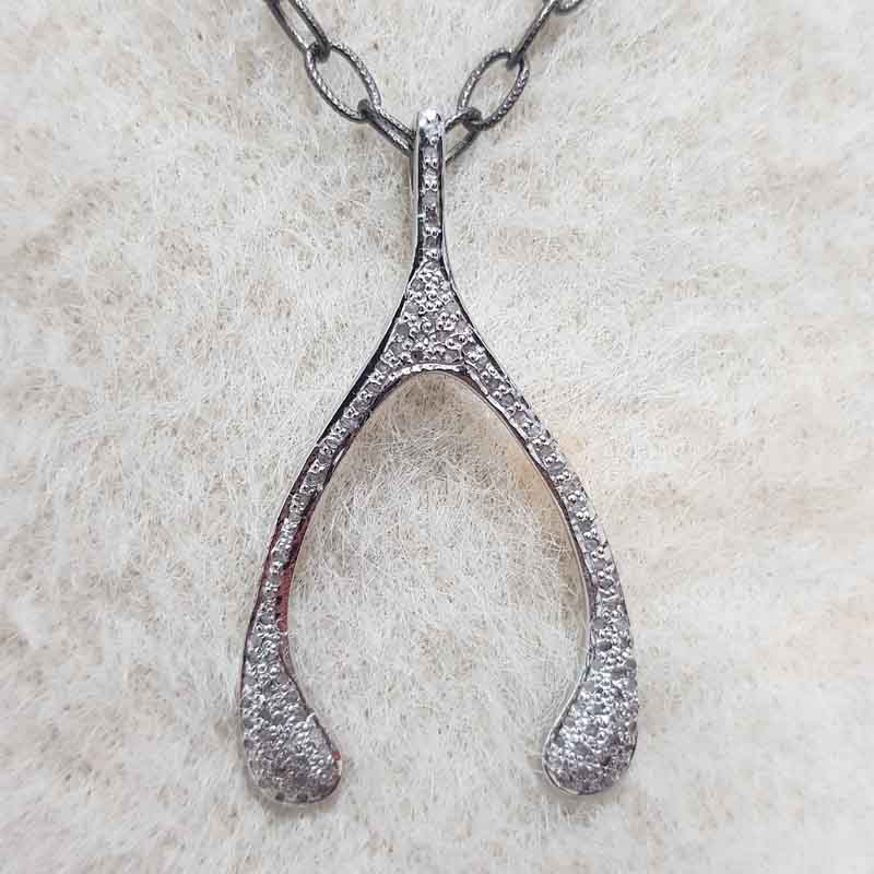 Beautiful Wishbone Pendent With Fully Pave Diamond Layers