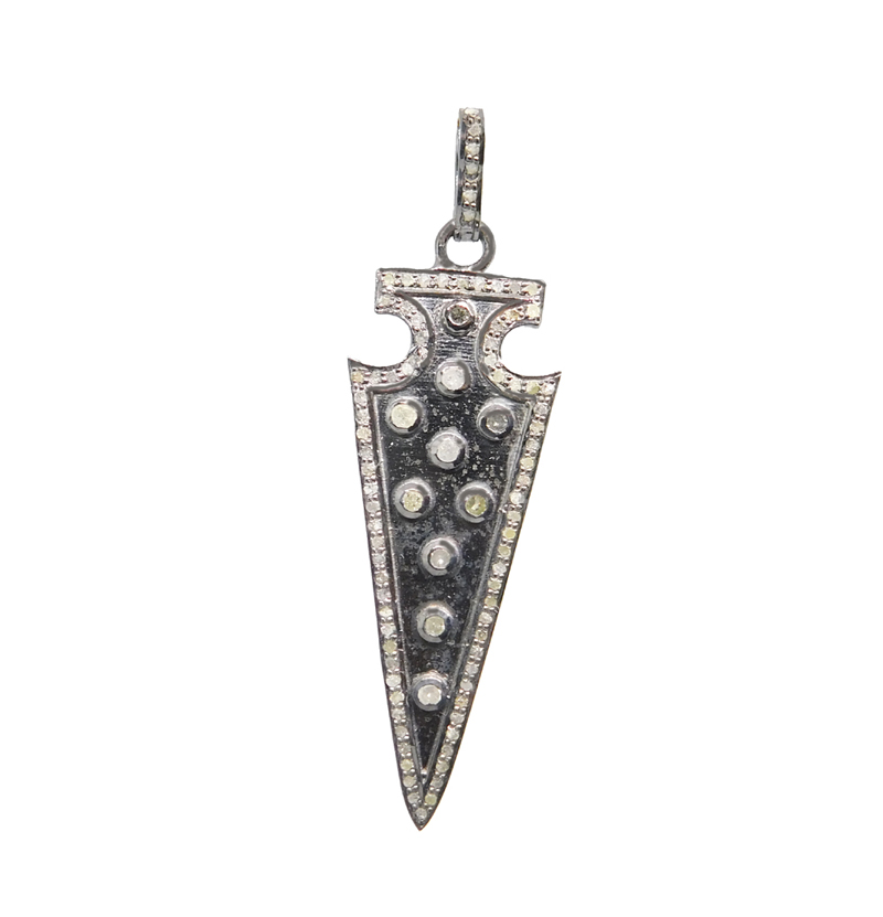 Elegant Arrowhead Pendant With Pave Diamond Layers