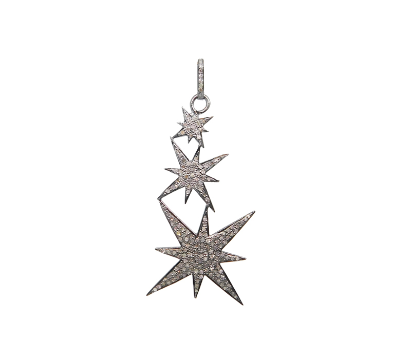 925 Sterling Silver Pave Diamond Star Pendant