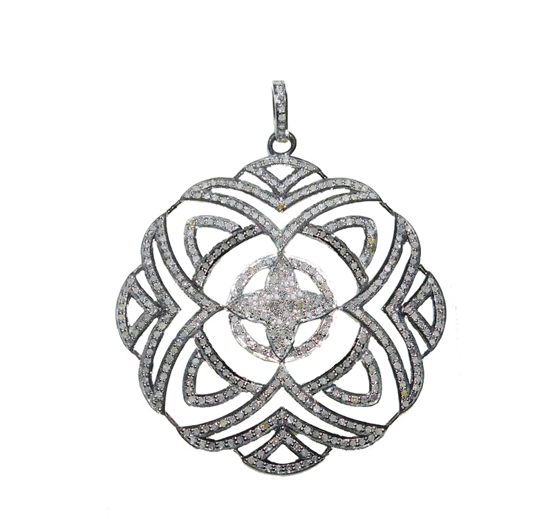 Pave Diamond Designer Fancy Silver Pendant