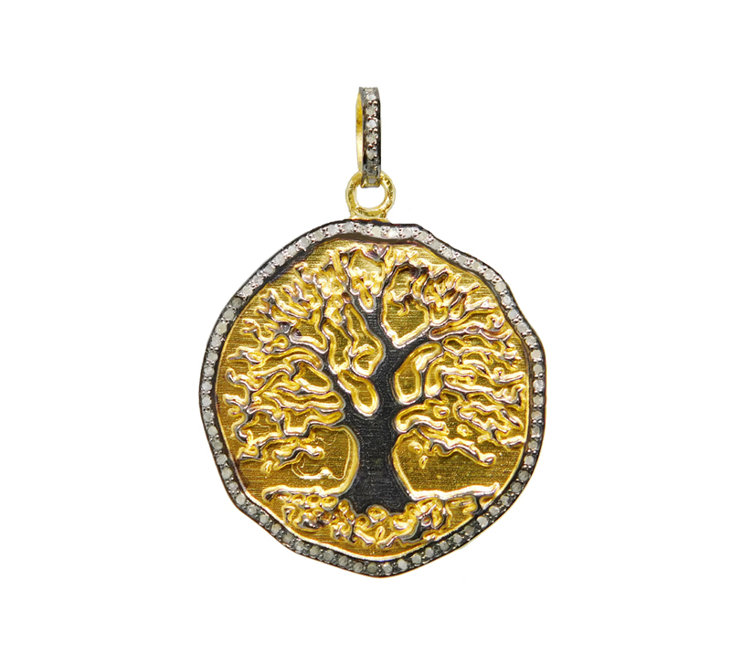 Yellow and Black Beautiful Round Tree Pendant