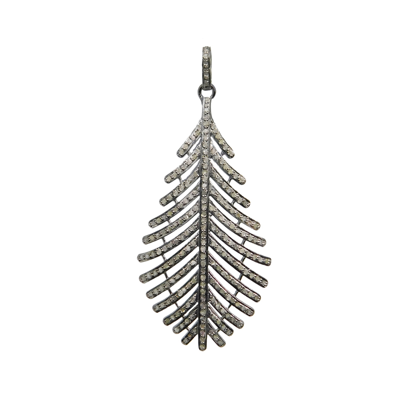 Beautiful Leaf pendant With Pave Diamond