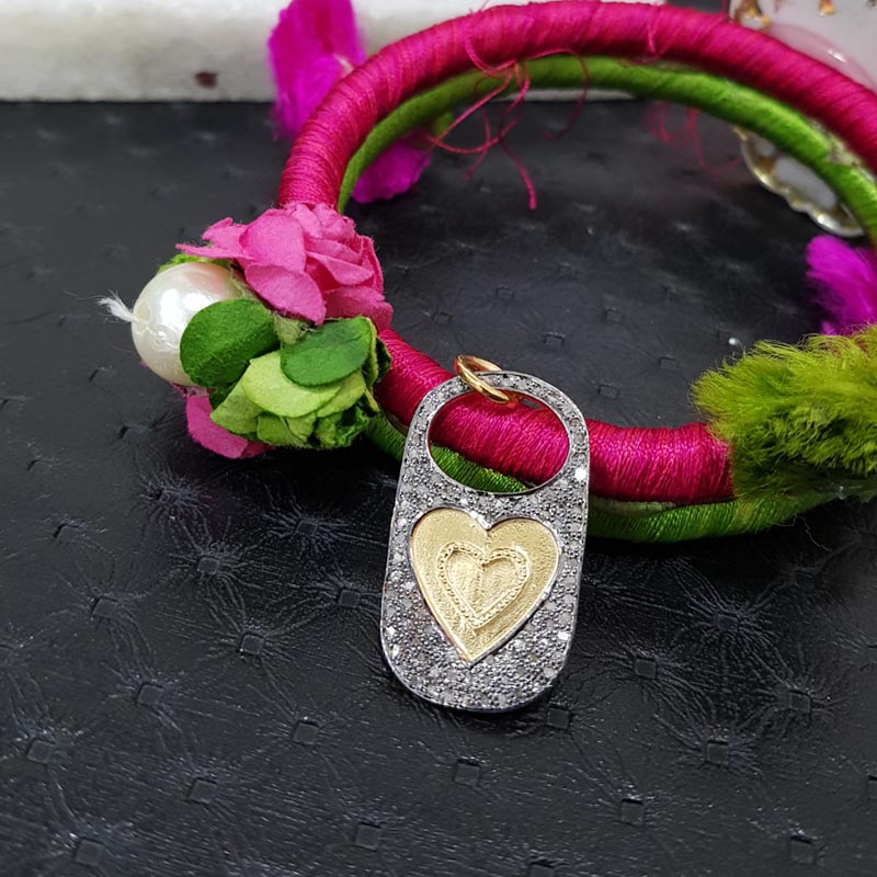 New Style 925 Sterling Silver Pave Diamond Handmade Beautiful Lock Design Pendent Joined Heart