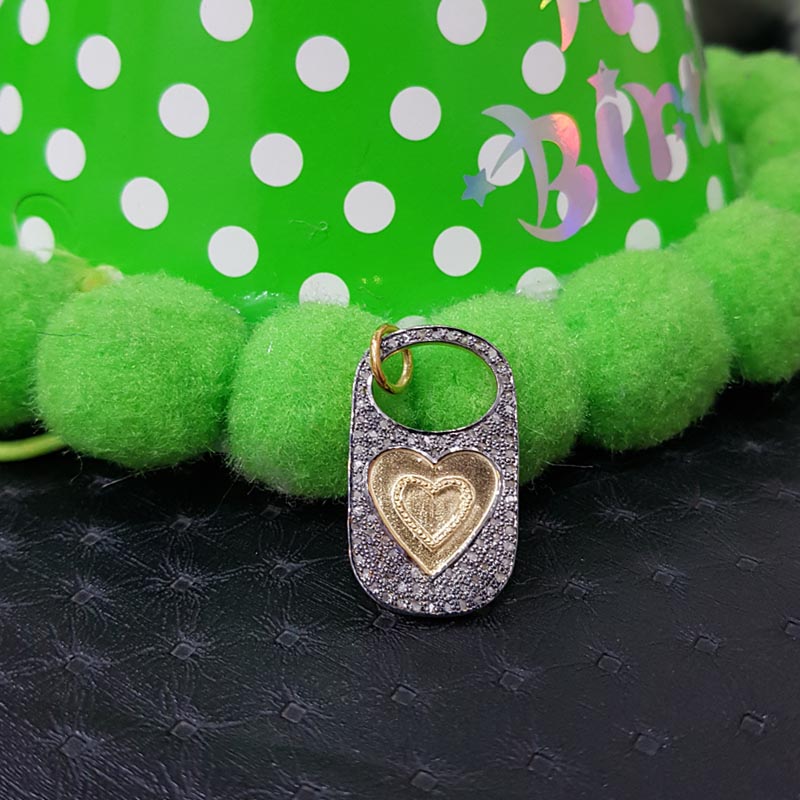 New Style 925 Sterling Silver Pave Diamond Handmade Beautiful Lock Design Pendent Joined Heart