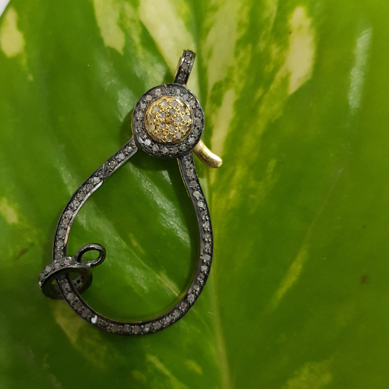 Yellow And Black Multi Charm Clasp With Pave Diamond