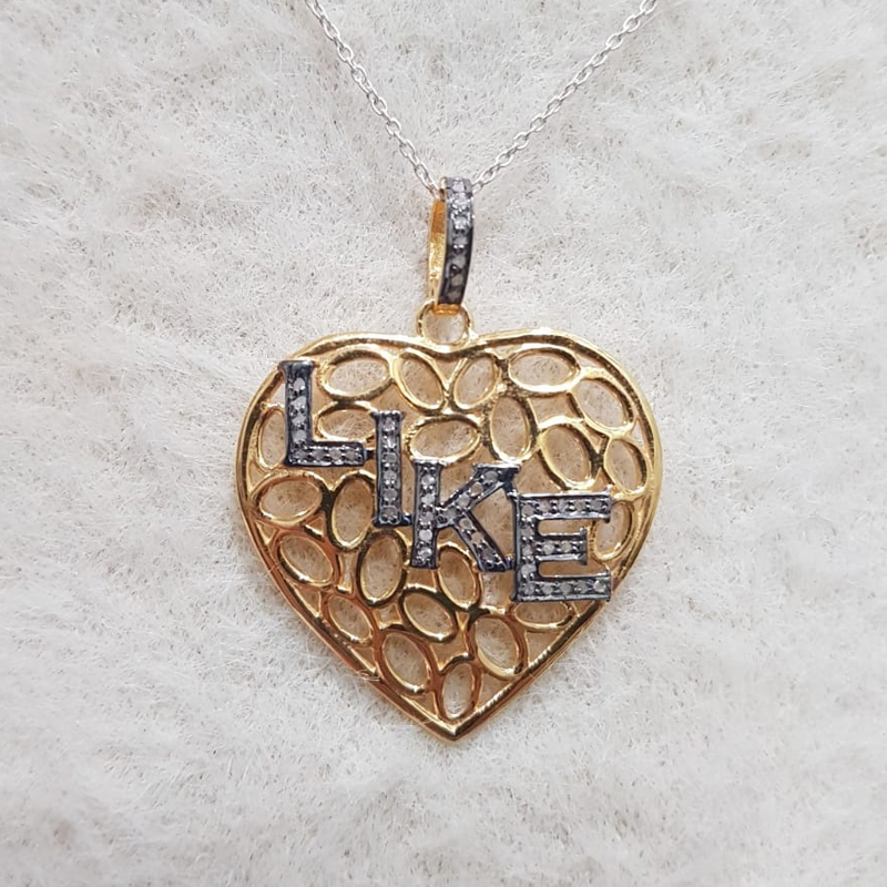 Elegant Two Tone Heart Pendant With Pave Diamond LIKE Layer