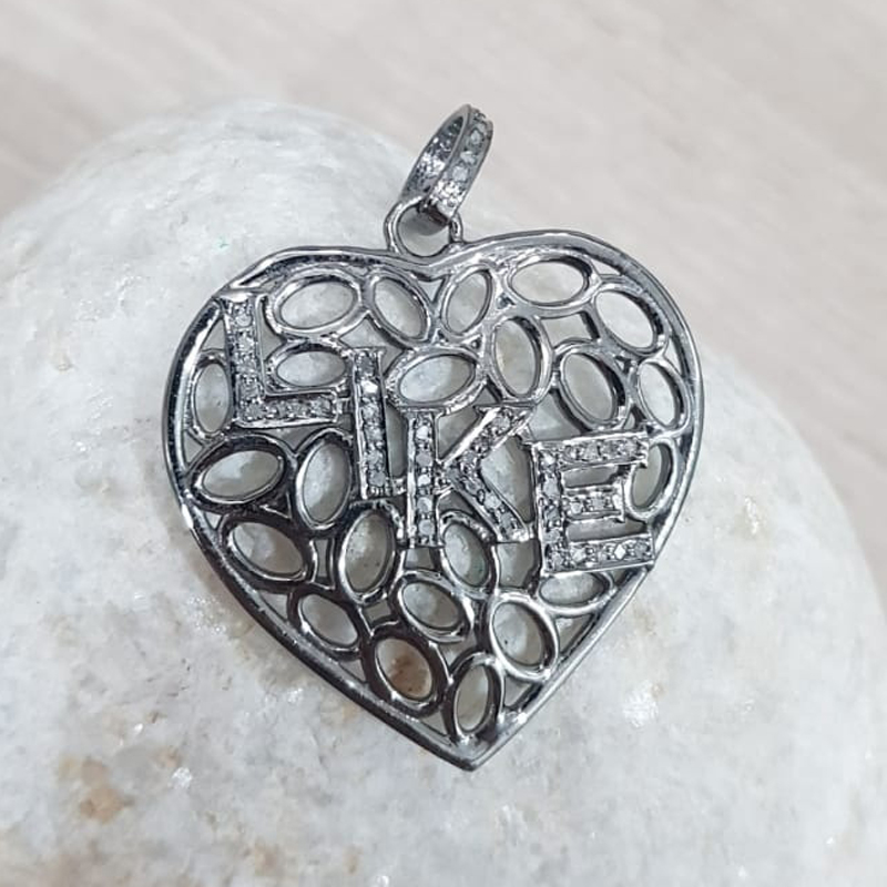 Elegant Two Tone Heart Pendant With Pave Diamond LIKE Layer