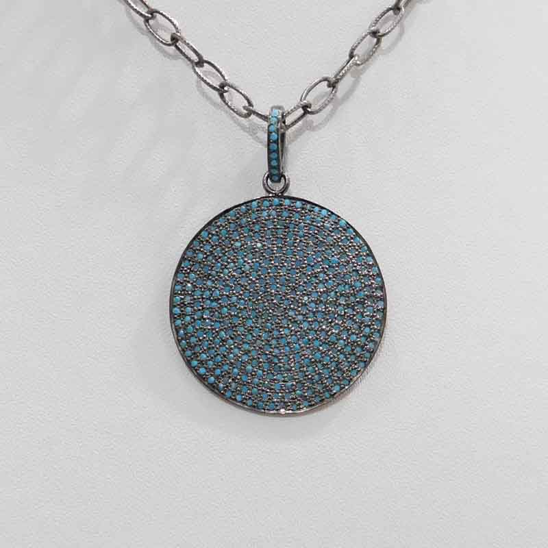 Pave Diamond Handmade Designer Disk Pendent