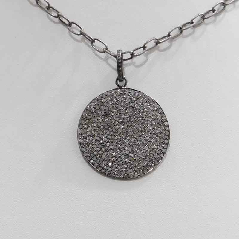 Pave Diamond Handmade Designer Disk Pendent