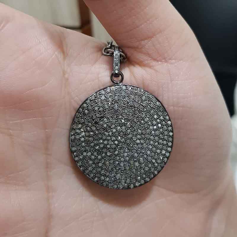 Pave Diamond Handmade Designer Disk Pendent