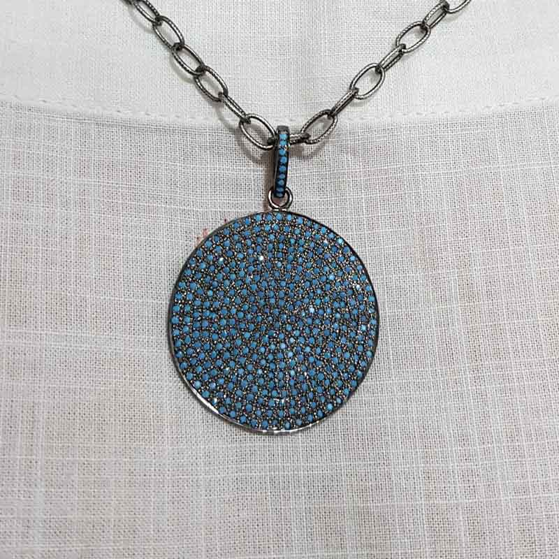 Pave Diamond Handmade Designer Disk Pendent