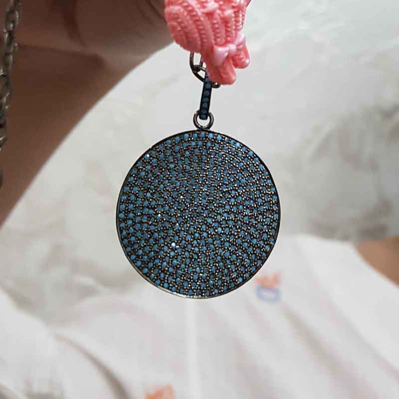 Pave Diamond Handmade Designer Disk Pendent