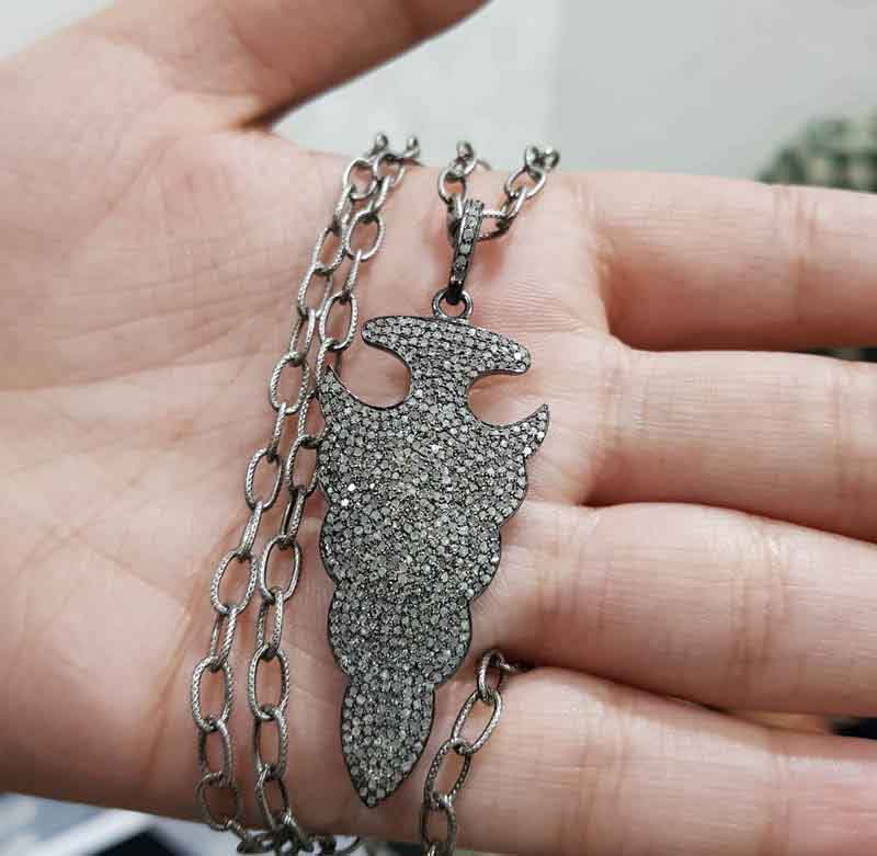 Handmade Designer Pave Diamond Arrow Head Pendent