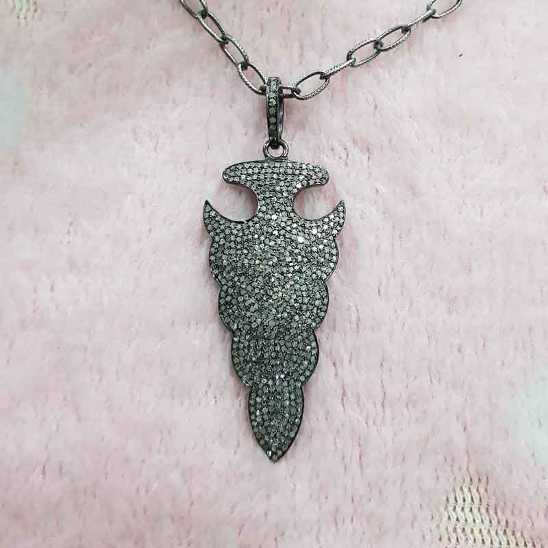 Handmade Designer Pave Diamond Arrow Head Pendent