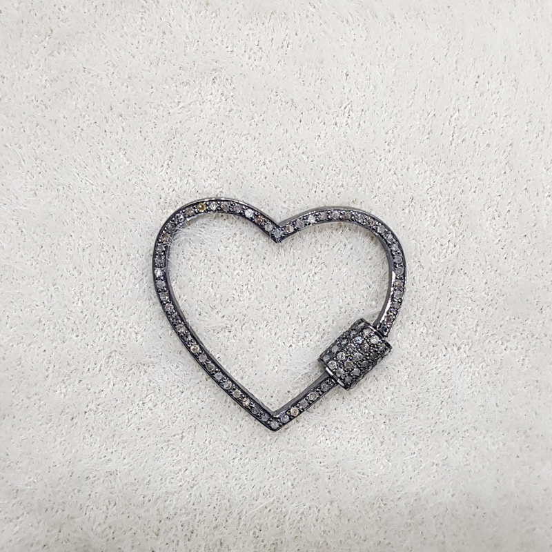 Heart Shaped Pave diamond Handmade Style Screw Clasp