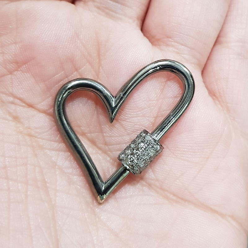 Unique Designer Handmade Heart Style Pave Diamond Lobster