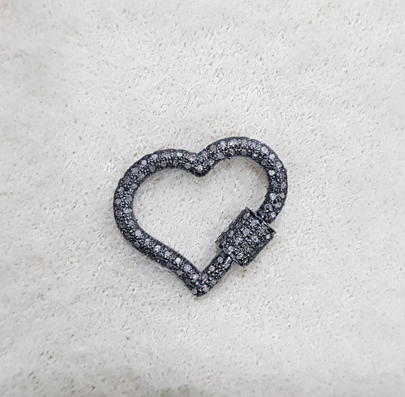 Antique Finish Heart Style Designer Pave Diamond Screw Lobster