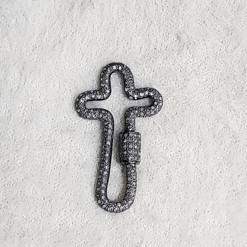 Cross Designer 925 Sterling Silver Pave Diamond Screw Lobster