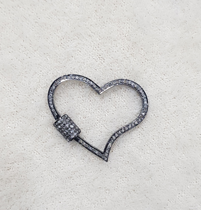 Fancy Designer Heart Clasp With Pave Diamond Layers