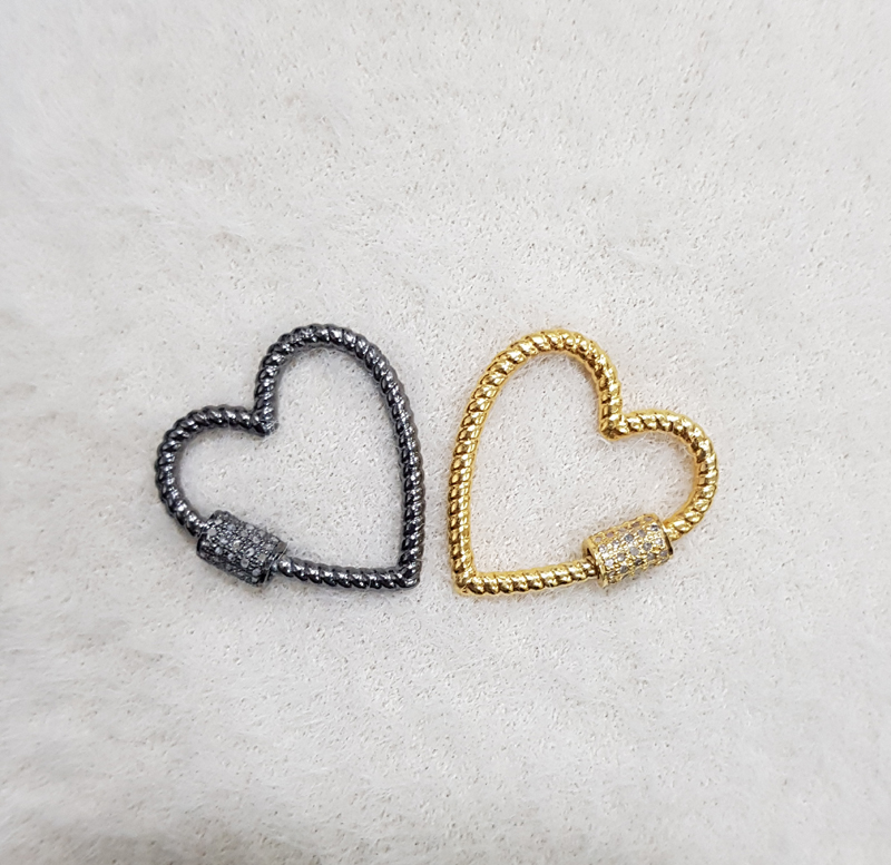 Yellow And Black Rhodium Heart Shaped Diamond Screw Lock